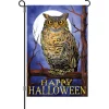 Accent Home & Garden 12 In. Halloween Garden Flag - Owl And Moon Happy Halloween