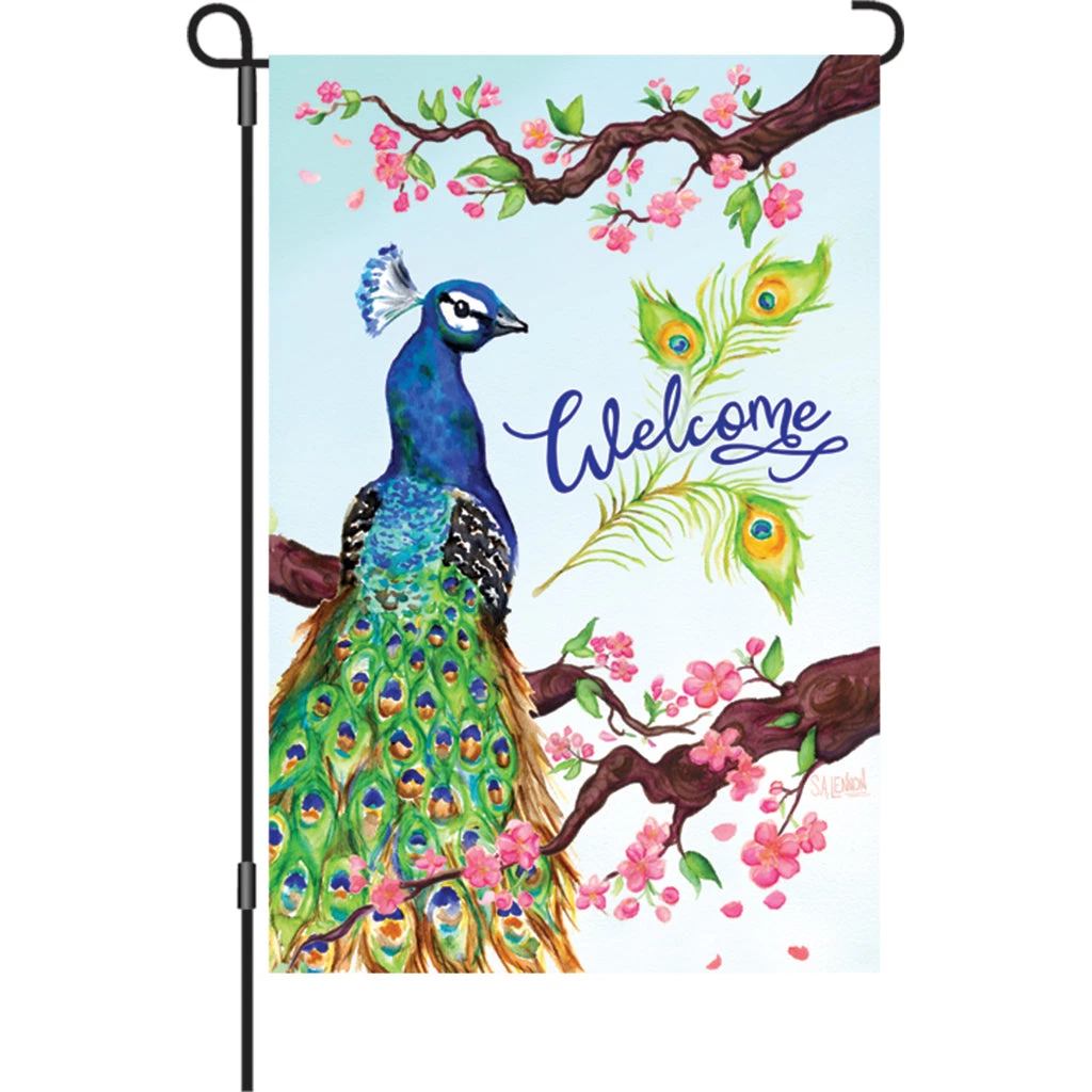 Accent Home & Garden Accent 12 In. Flag - Welcome Peacock 1 Accent Home & Garden Accent 12 In. Flag - Welcome Peacock