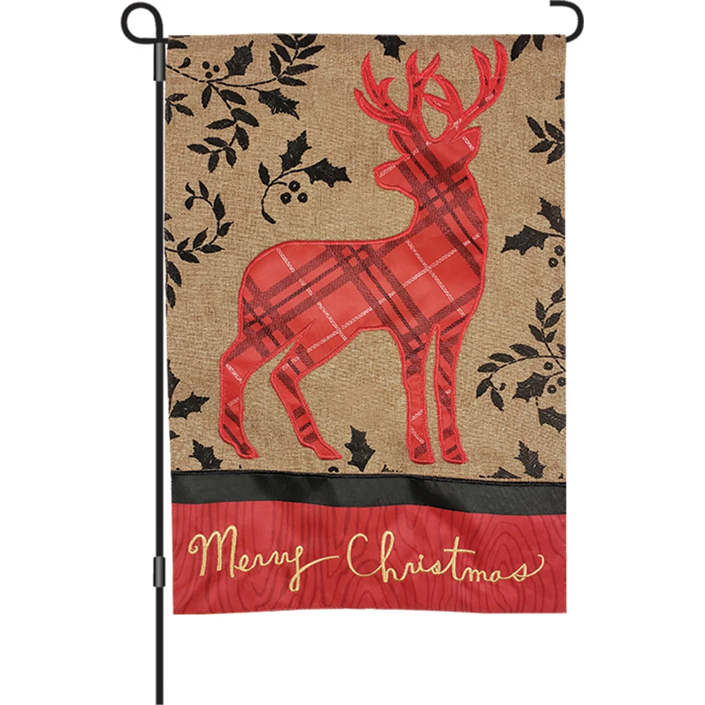 Accent Home & Garden 12 In. Flag - Rustic Holiday Deer 1 Accent Home & Garden 12 In. Flag - Rustic Holiday Deer