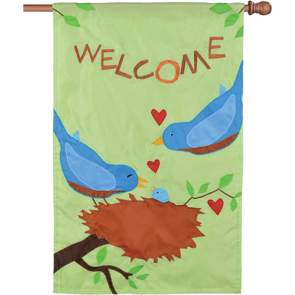 Accent Home & Garden Accent Applique Flag - Welcome Bluebirds 1 Accent Home & Garden Accent Applique Flag - Welcome Bluebirds