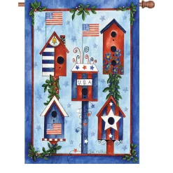 Accent Home & Garden Accent 28 In Flag Red White Blue Birdhouse