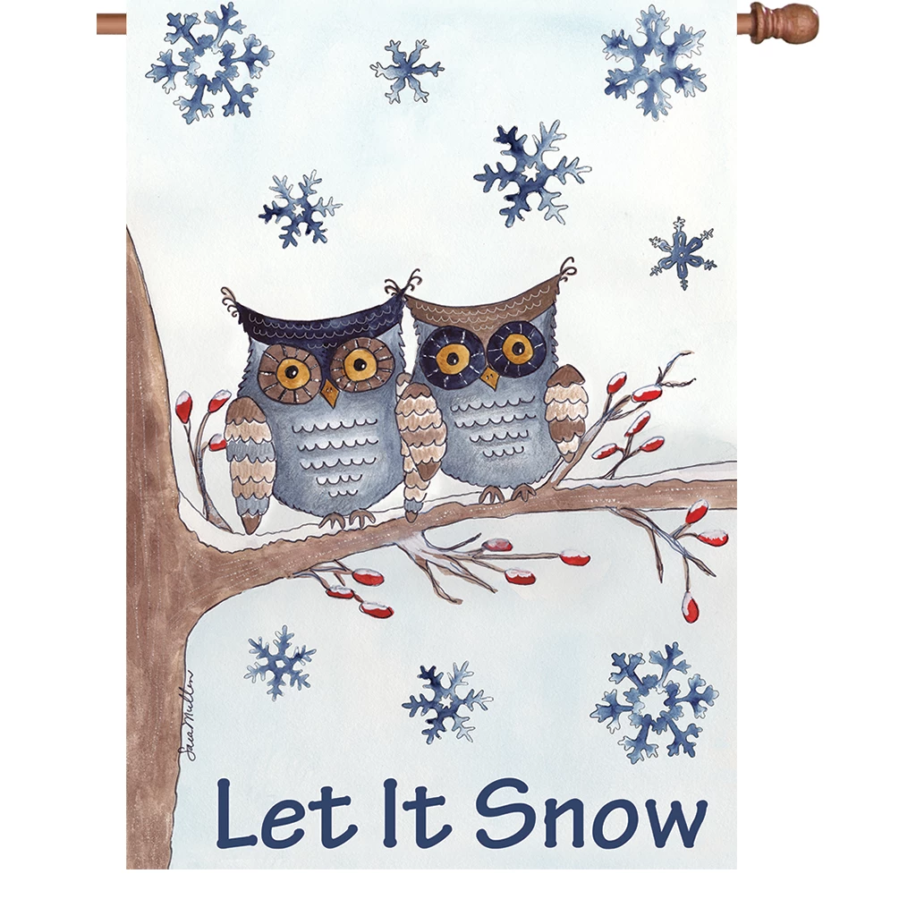 Accent Home & Garden 28 In. Flag - Owls In The Snow 1 Accent Home & Garden 28 In. Flag - Owls In The Snow
