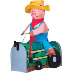 Accent Home & Garden Accent Mailbox Cover - Pig On Tractor