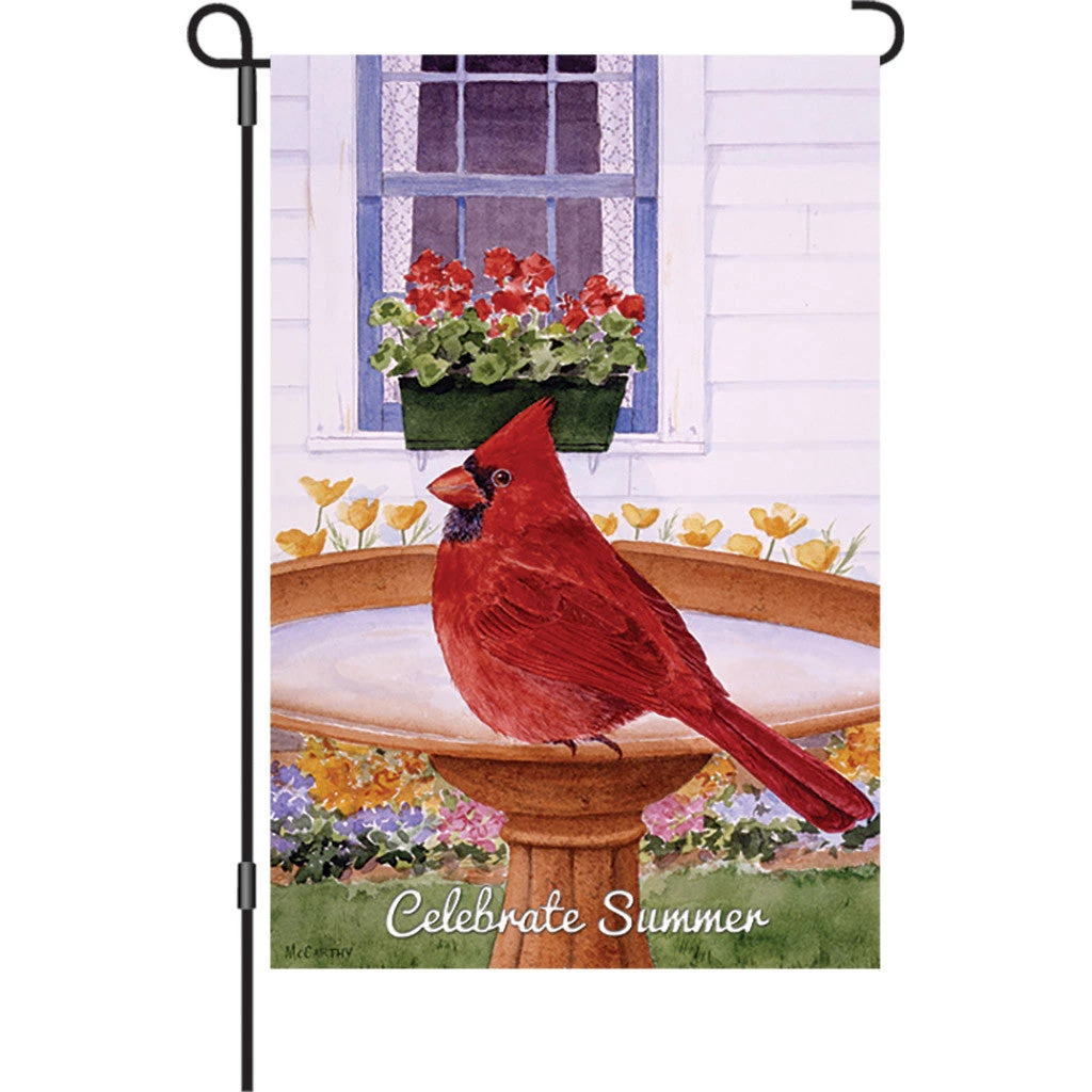 Accent Home & Garden 12 In. Flag - Cardinal And Geraniums Accent 1 Accent Home & Garden 12 In. Flag - Cardinal And Geraniums Accent