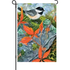 Accent Home & Garden 12 In. Flag - Virginia Creeper Chickadee